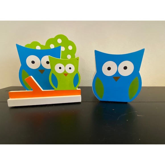 ADORABLE OWL FAMILY DESK SET, 2 Pieces - Picture 1 of 10